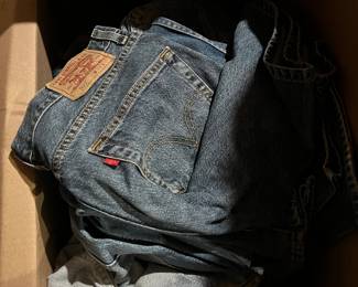 several boxes of clothing