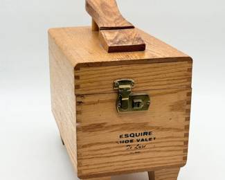 20 VintageEsquireShoeValetDeLuxeWoodenShoeShineBoxwKey