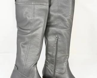 25 FrancoSartoKneeHighGrayLeatherBootsWomens75M