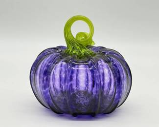 26 HandBlownPurpleGlassPumpkin