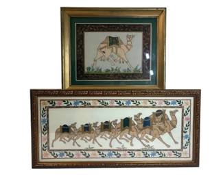 Two Framed Camel Paintings On Linen