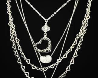 Heart Shaped Sterling Silver Necklaces 50g Total