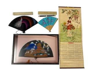 Asian Inspired Art, Calendar And Fans