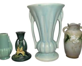 Green Roseville Pottery, McCoy More Vases