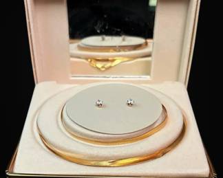 20 14k Gold Herringbone Chain w 10k Bracelet  Earrings