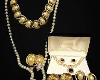 Faux Pearl Necklaces, Earrings, And More