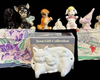 Occupied Japan Porcelain Dogs, Vintage Handkerchief More