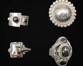 Four Sterling Silver Rings, Size 58 26.31g Total