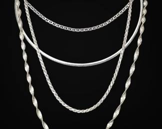 Four 925 Sterling Silver Necklaces 46g Total