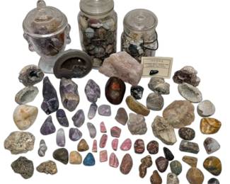 Mix Of Raw And Polished Gemstone Specimens