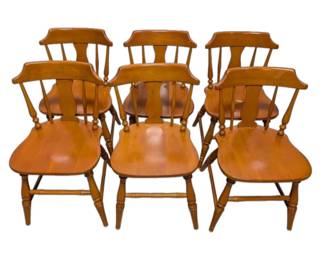 6 Orange Toned Wooden Chairs