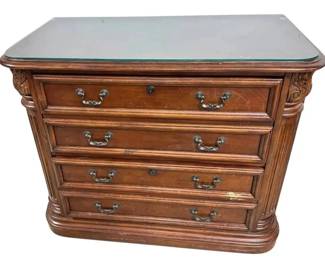 Two Drawer File Cabinet W Glass Top