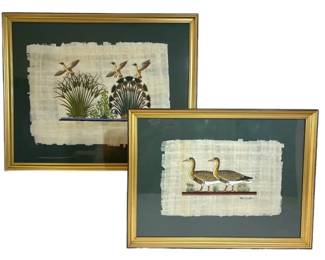 Gold Framed Papyrus Signed Art