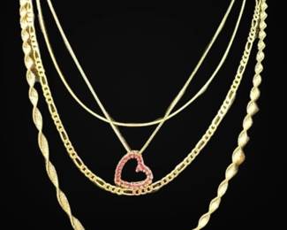 Gold Toned Sterling Silver Necklaces 14K Plated Bracelet