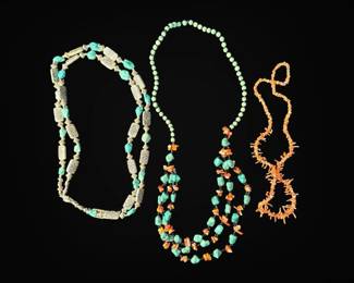 Turquoise Coral Beaded Costume Necklaces