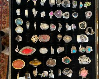 Beautiful vintage pins and rings. 