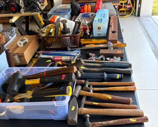 Several antique tools. 