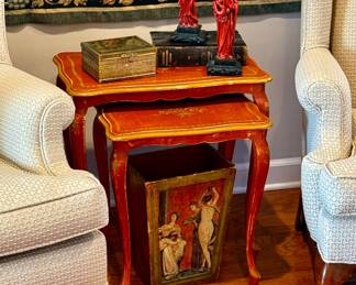 Coral Italian nesting tables 1930s