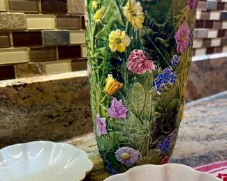 1940s painted pottery vase