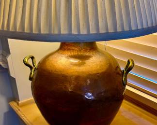 Antique large copper urn lamp!