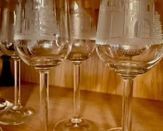 Etched 1940s wine stems