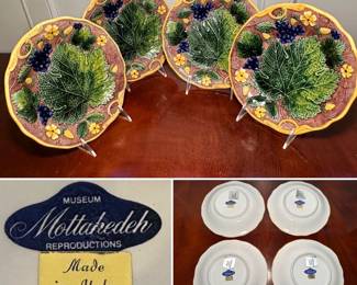 Set of 4 1960s MOTTAHEDEH Museum Reproduction Majolica Decorative Plates ITALY
