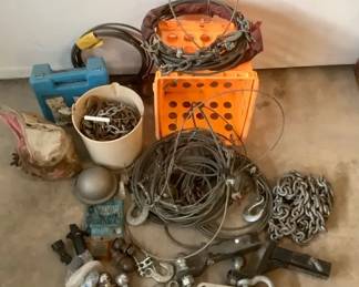 Mystery Lot of Tow Cables, Chains, Hitches More