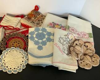 Crocheted Dollies, Embroidered Pillowcases More