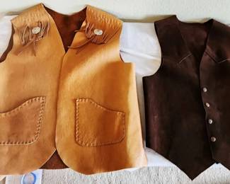 Two Vintage Handmade Vests OneLeather, OneSuede