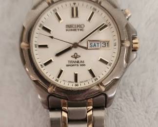 Seiko Kinetic Titanium SQ100 Mens Watch Unsure Of Working Order