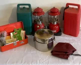 Two Coleman Lanterns and Miscellaneous Supplies 
