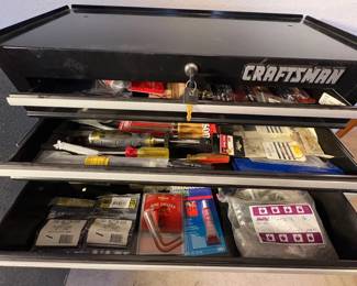 Craftsman Three Drawer Storage Unit with Firearm Cleaning Supplies Tools