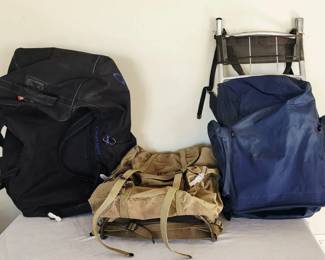 Two Hiking Backpacks Rolling Duffel Bag