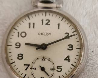 Vintage Colby Wind Up Pocket Watch Works