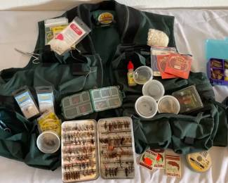  009 FlyFishing Vest with FlyFishing Flies  More