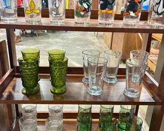 Lots of fun vintage glasses of all shapes and colors!