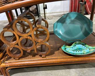 More MCM classics -- teak wine holder, Russel Wright platter