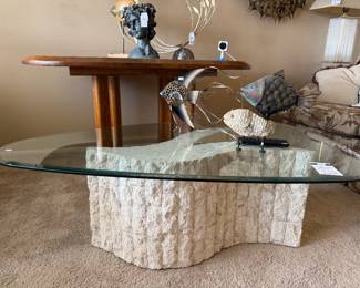 Tessellated Stone Glass Top Table (A)