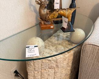 Tessellated Stone & Glass Top Console, Imago Celerity Gold Horse