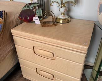 Night Stand, Leslie Mitchell Raku Angelfish, "Bird Girl" Sculpture Replica