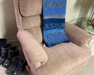 Reclining Chair, Throw Blanket, Shoes 