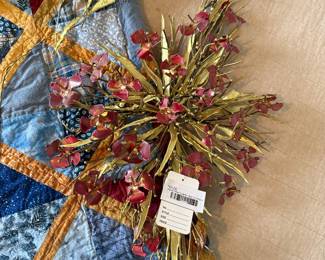 Signed Red Flowers Wall Sculpture