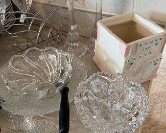 Crystal Bowls, Crystal Candlestick Holders 
