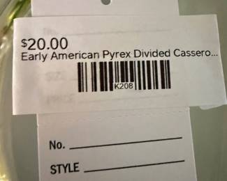 Early American Pyrex Divided Casserole Dish