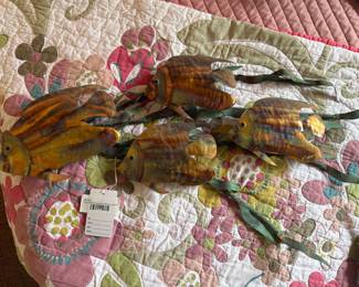 Signed Metal Angelfish Wall Sculpture