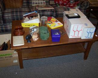 OAK COFFEE TABLE & MISC.