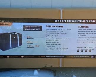 2025 Landhonor LHR-MS0608 6ft x 8ft Galvanized Apex Roof Metal Shed, Unused 