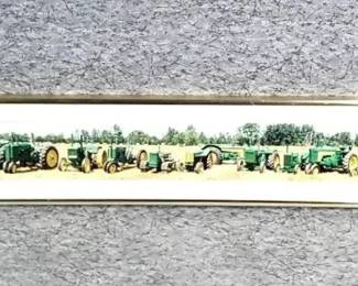 Panoramic Photo of A Long Line Up of John Deere Tractors