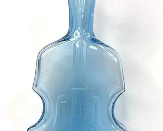 Blue Cello Shaped Glass Bottle