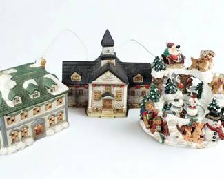 Light Up Chirstmas Village Buildings, Christmas Music Box